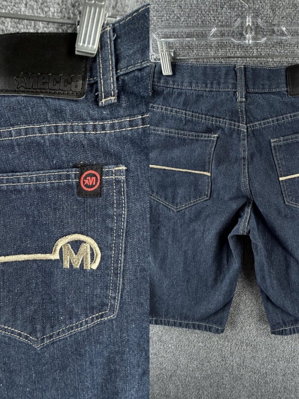 VTG Mecca Jean Shorts Jorts Denim Urban Dark Wash Cotton Y2K Adult ACTL 32X13